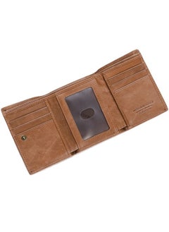 JINBAOLAI Men's Tri-Fold Leather Wallet Brown  - Image 2