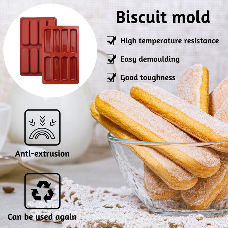 Skytail 8 Slot Silicone Hot Dog Bun Pan Long Strips Mold Cake Pan Finger Biscuit Chocolate Cakes Cheesecake Muffin Baking Tray Brownie Bread Homemade Energy Protein Bar Lotion Bar Bath Bombs Soap Mold - Image 4