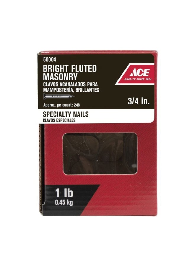 ACE Diamond Point Flat Head Bright Fluted Masonry Nails Silver 3/4 Inch 50004 - Image 2