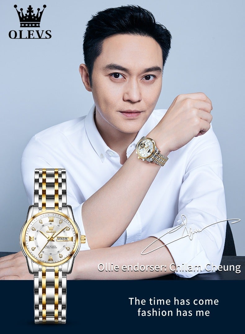 OLEVS Elegant 5513 Fashion Women's Watch Stainless Steel Waterproof Double Calendar Trendy Quartz Watch for ladies Original Watch - Image 5