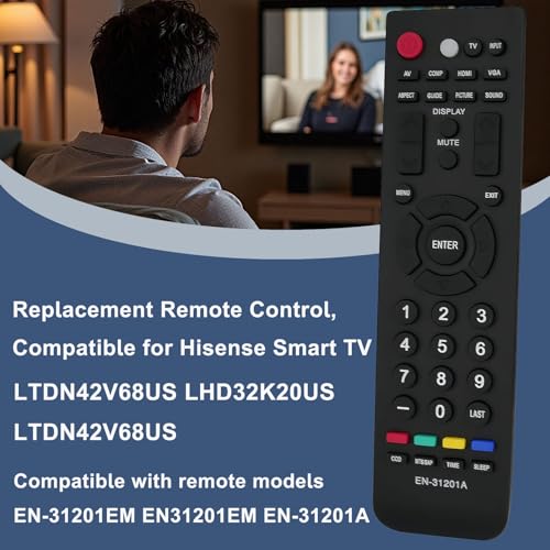 Kassionel Replacement Smart TV Remote Control for Hisense LTDN42V68US | Compatible with EN-31201EM EN31201EM LHD32K20US LTDN42V68US Television - Image 2
