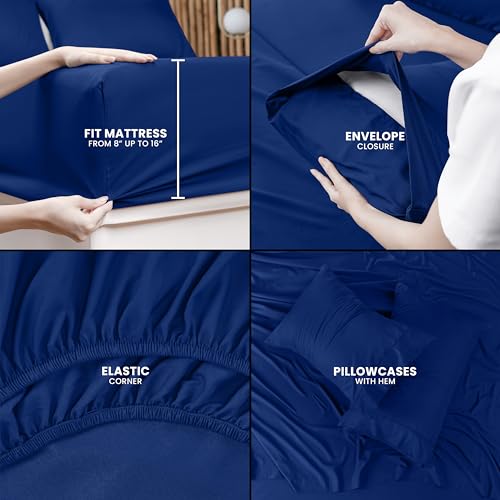 Utopia Bedding Full Sheet Set – 4 Piece Bed Sheets for Full Size Bed, Soft and Breathable Microfiber, Includes 1 Fitted Sheet, 1 Flat Sheet and 2 Pillowcases (Royal Blue) - Image 4