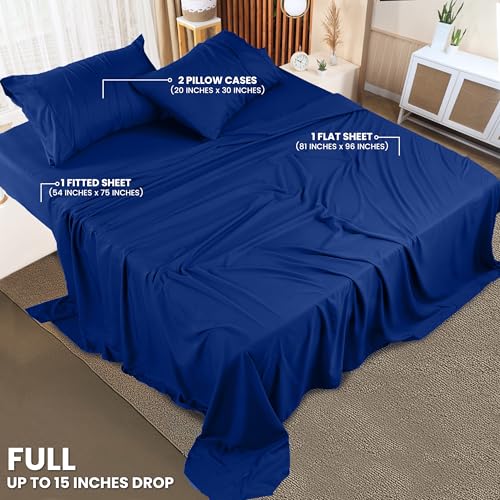 Utopia Bedding Full Sheet Set – 4 Piece Bed Sheets for Full Size Bed, Soft and Breathable Microfiber, Includes 1 Fitted Sheet, 1 Flat Sheet and 2 Pillowcases (Royal Blue) - Image 2