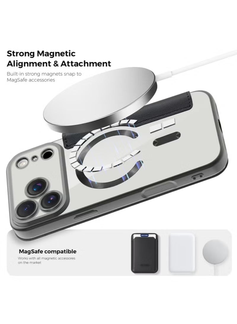 أبانيا جراب محفظة لهاتف iPhone 17 Pro Max مزود بتقنية MagSafe، وحامل بطاقات RFID، وغطاء قلاب، وحماية من السقوط بدرجة عسكرية وحواف مرتفعة للشاشة/الكاميرا، جراب جلدي فاخر مقاوم للصدمات للاستخدام اليومي، أسود - Image 1