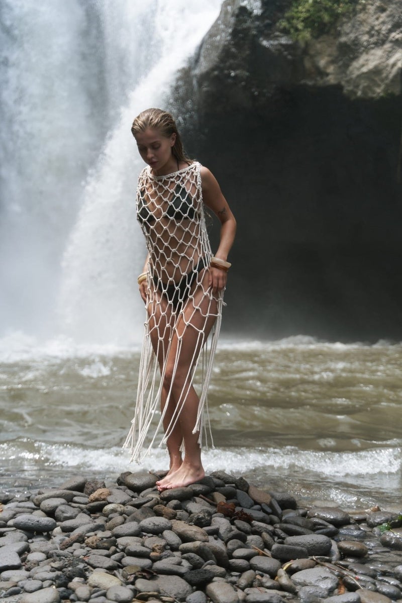Bohemai Hamper Beige Mesh Dress  - Image 2