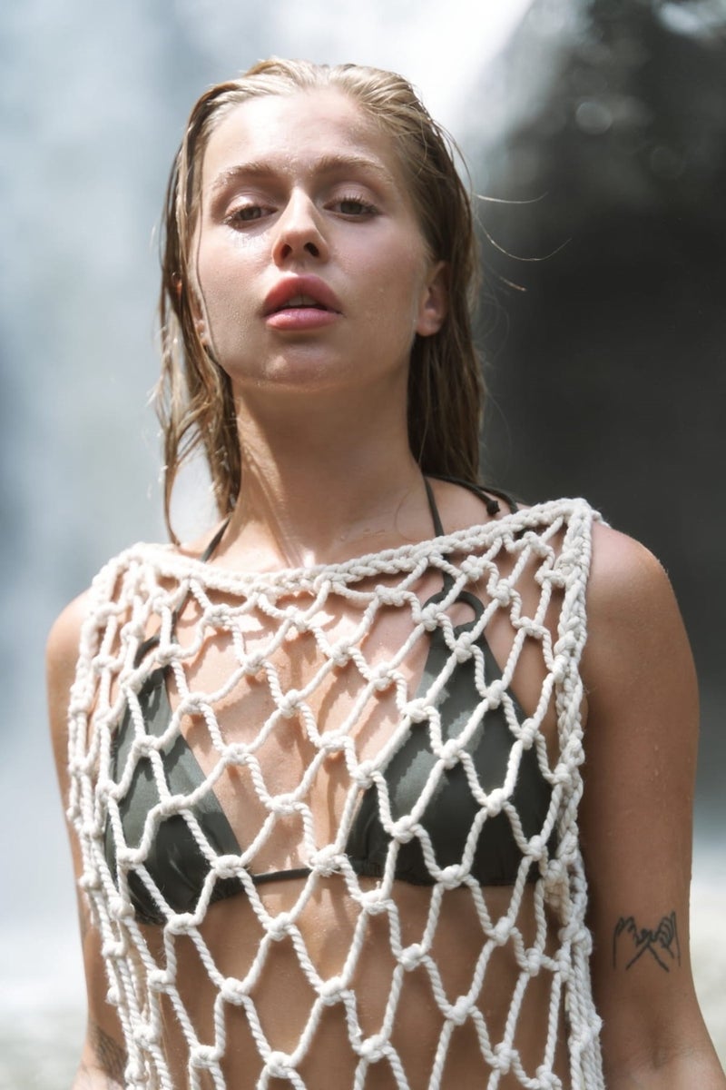 Bohemai Hamper Beige Mesh Dress  - Image 3