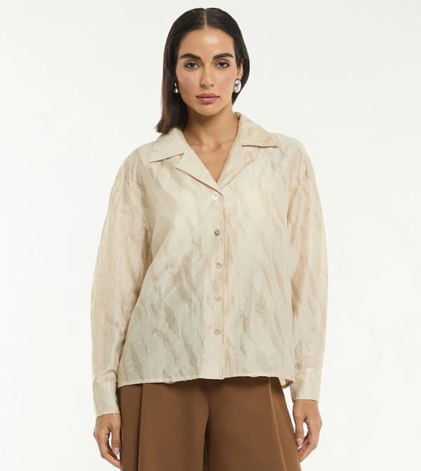 بي سي بي جي BCBG JAQUARD SATIN LONG SLEEVES SHIRT
