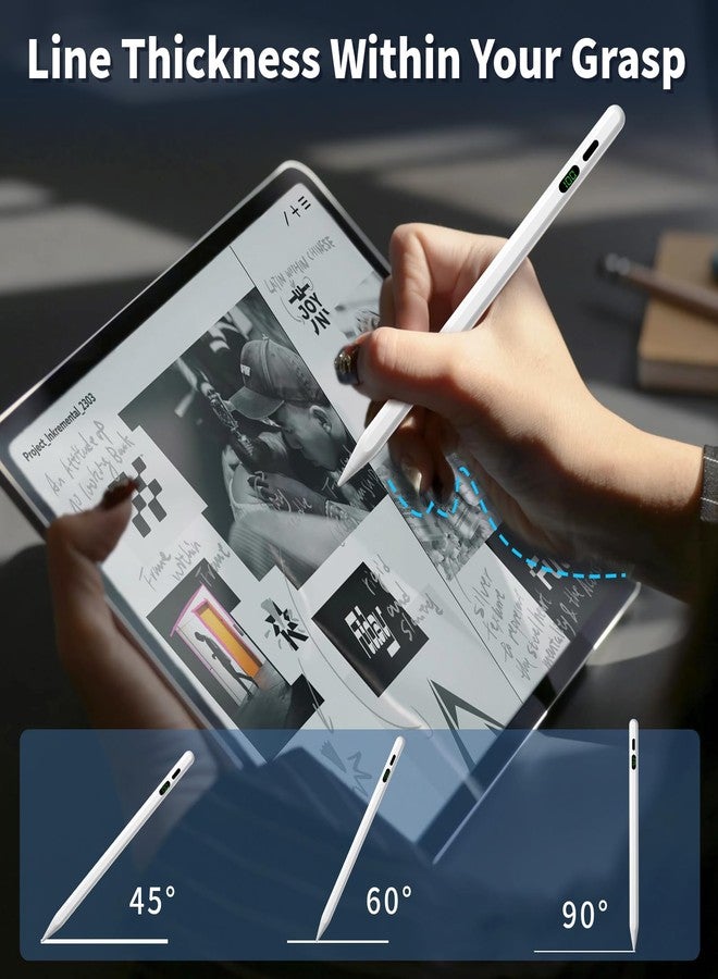 HFENGZN Stylus Pen for iPad 10th&9th, LED Power Display iPad Pencil Fast Charge iPad Pen with Palm Rejection Stylus for iPad Air 3/4/5/M2, iPad Mini 5/6, iPad 6/7/8/9/10, iPad Pro 11"/12.9"/M4 (White) - Image 5