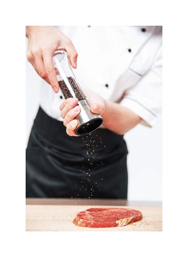 الرائد مجموعة من 2 مطحنة ملح وفلفل شفافة/فضية - Image 4