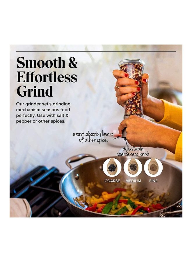 الرائد مجموعة من 2 مطحنة ملح وفلفل شفافة/فضية - Image 2