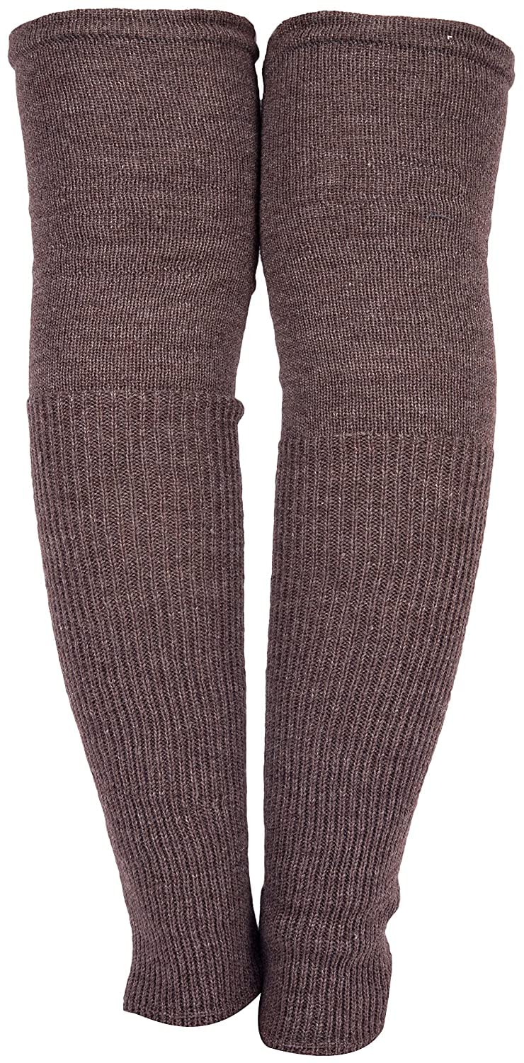 HIVER Adult Woolen Leg Warmers Women's Winter Over Knee High Footless Socks Knit Warm Long Leg Warmers (Brown) - Image 2