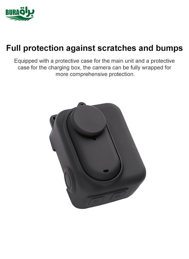 BURAQ - For Insta360 GO 3 Camera Body Charging Case Silicone Case with Lens Cap & Strap (Orange) - Image 1