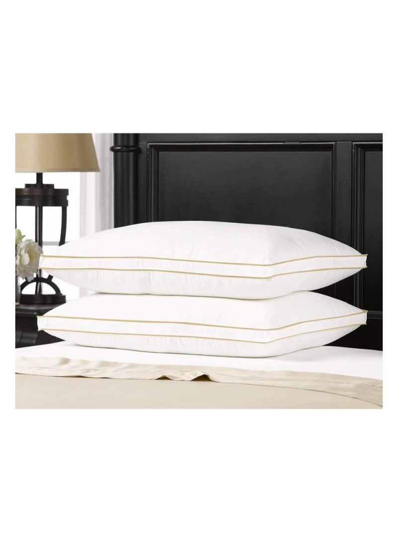 Comfy مجموعة مريحة من قطعتين من وسادة الريش القطنية البيضاء RZAA - Image 1