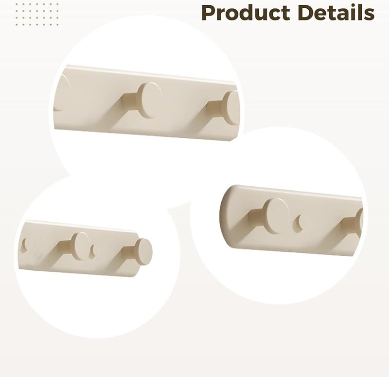 Cream White Adhesive Wall Hooks With 6 Hooks Easy Installation For Bathroom Entryway Laundry Room - Image 5