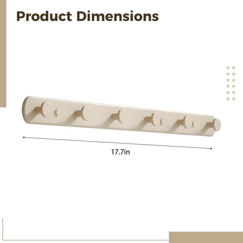 Cream White Adhesive Wall Hooks With 6 Hooks Easy Installation For Bathroom Entryway Laundry Room - Image 4