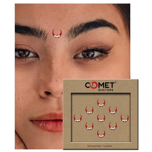 Comet Busters Red Moon Bindis With Silver Stones (9mm) (BV971) - Image 4