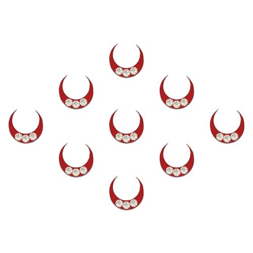 Comet Busters Red Moon Bindis With Silver Stones (9mm) (BV971) - Image 1