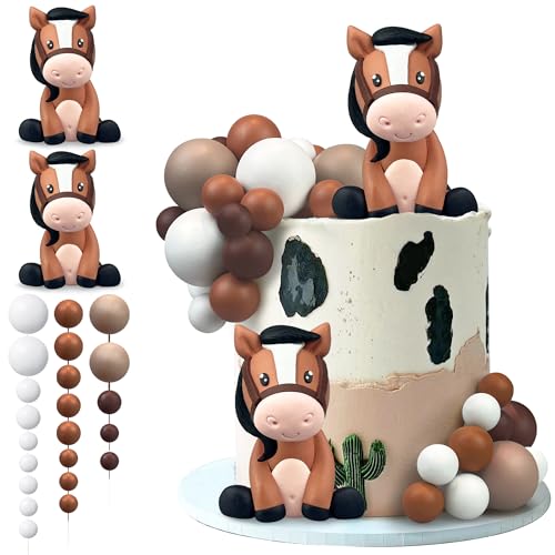 KEEPARTY 27 PCS Horse Cake Toppers Ball Cake Picks Horse Baby Shower Cake Decoration for Party Favors Supplies - Image 1