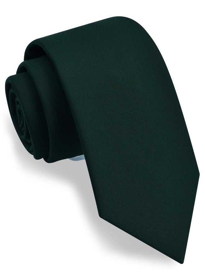 GUSLESON Mens Emerald Green Tie for Wedding Solid Tartan Woven TR Material Dark Green Tie (1032-32) - Image 1