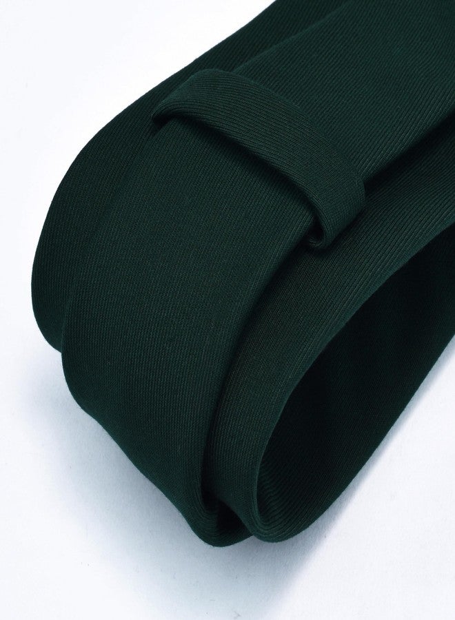 GUSLESON Mens Emerald Green Tie for Wedding Solid Tartan Woven TR Material Dark Green Tie (1032-32) - Image 3