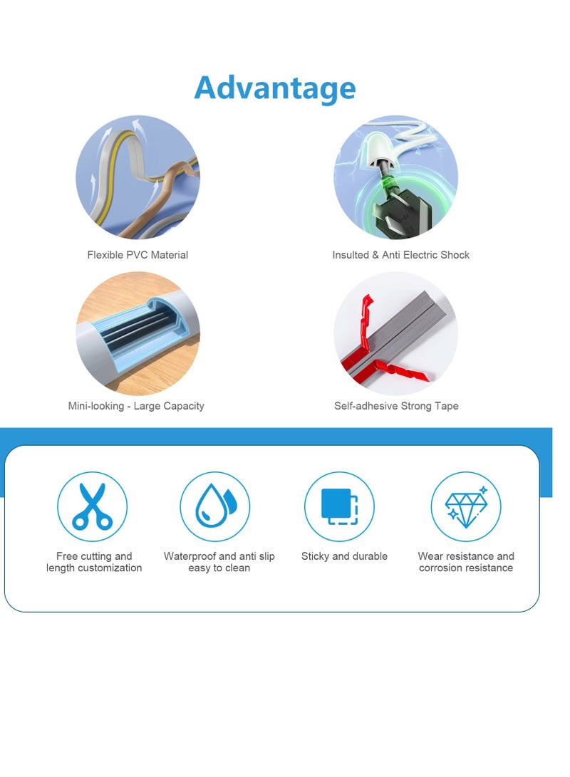 Excefore Floor Cable Cover Protector, Flexible Wire Cover, Self-Adhesive Small Cable Duct | Protect Cables & Prevent Trip Hazards | Ideal for Office, Home, Workshop, Warehouse, Garage, White, D20, 3m - Image 3