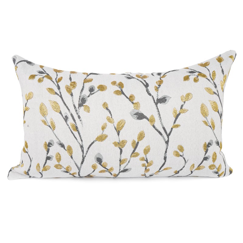 YOUR SMILE Classical Embroidery Jacquard YellowGold Square Decorative Throw Pillow Case Cushion Cover12x20 inch