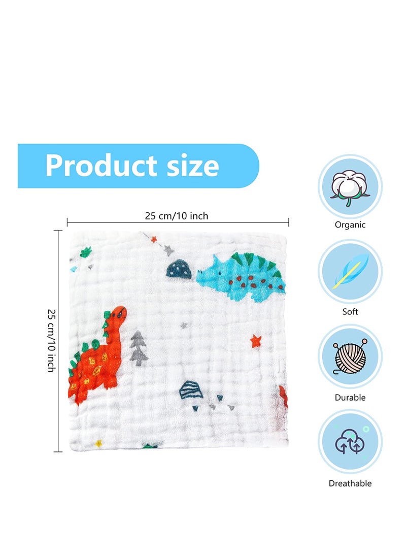 Barakah Muslin Washcloths Baby Small 6 Layer Newborn Face Towel  Soft Cotton Burp Cloth Natural for Girls Boys Wipes for Sensitive Skin Baby Registry as Shower Gift Random Pattern 10 Pack - Image 2