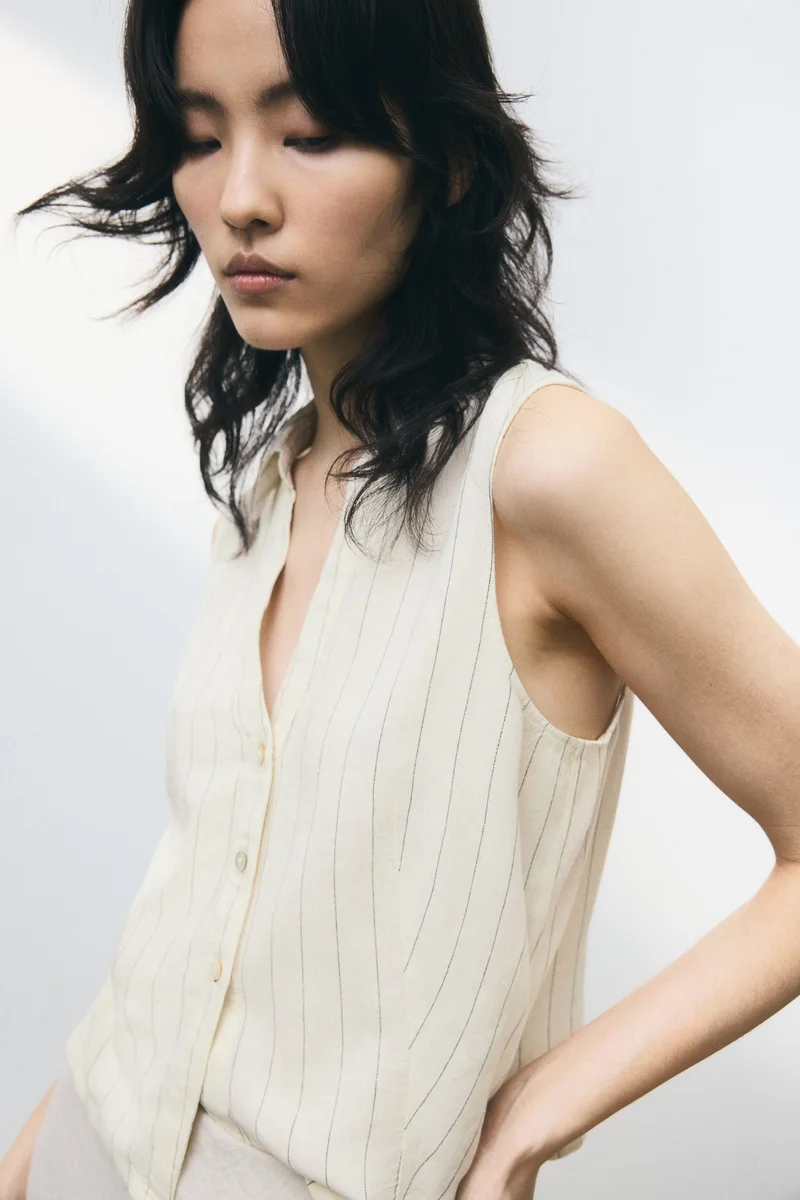 H&M Linen-blend sleeveless shirt