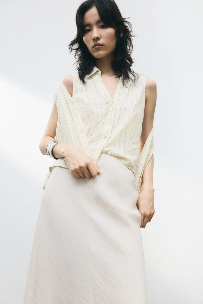 H&M Linen-blend sleeveless shirt