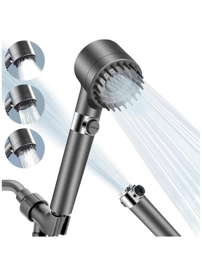 High Pressure Shower Head, 3 Modes Adjustable Shower Head, Anti-Limescale Massage Shower Head with Water Stop, Water-Saving Shower Head  - Image 1