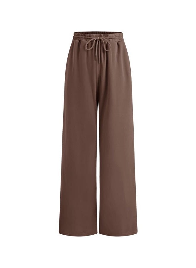 CIDER Women's Wide Leg Sweatpants Baggy Drawstring High Waisted Joggers Lounge Sweat Pants with Pockets 2026 Spring, Brown, XL - Image 1