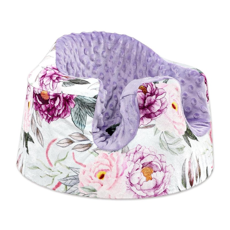 Jundetye Baby Seat Cover Compatible with Bumbo Seat Soft Comfortable Minky Seat Cover for Baby Girl Boy Breathable Removable Cover for Baby Seat Machine Washable Purple Flower - Image 1