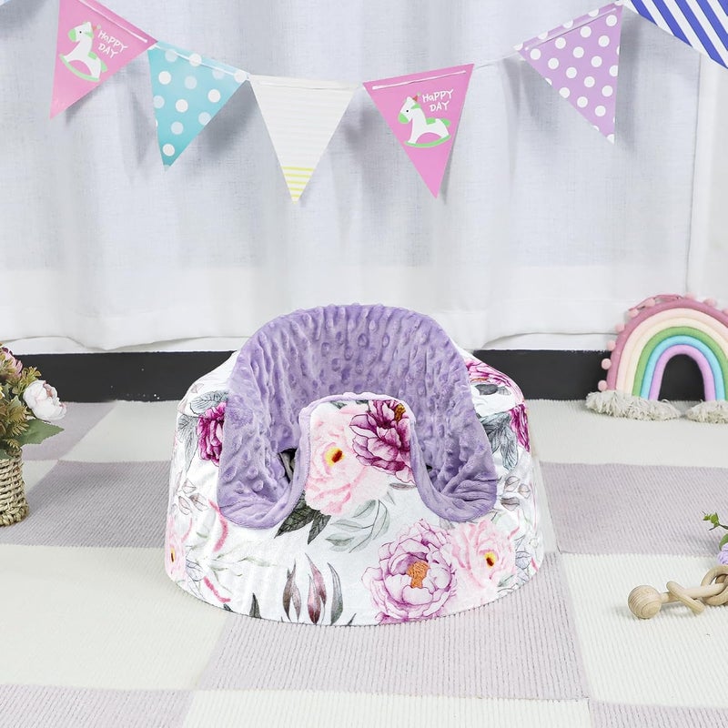 Jundetye Baby Seat Cover Compatible with Bumbo Seat Soft Comfortable Minky Seat Cover for Baby Girl Boy Breathable Removable Cover for Baby Seat Machine Washable Purple Flower - Image 5