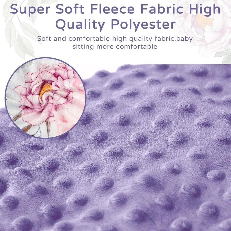Jundetye Baby Seat Cover Compatible with Bumbo Seat Soft Comfortable Minky Seat Cover for Baby Girl Boy Breathable Removable Cover for Baby Seat Machine Washable Purple Flower - Image 3