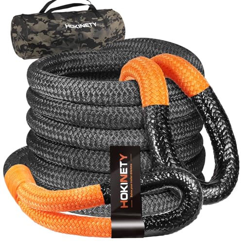 HOKINETY Kinetic Recovery Tow Rope: 1.25" x 30ft 54000LBS Snatch Strap Heavy Duty Offroad Towing Straps Kit for Trucks SUV UTV ATV Tractor Car Jeep - Black - Image 1