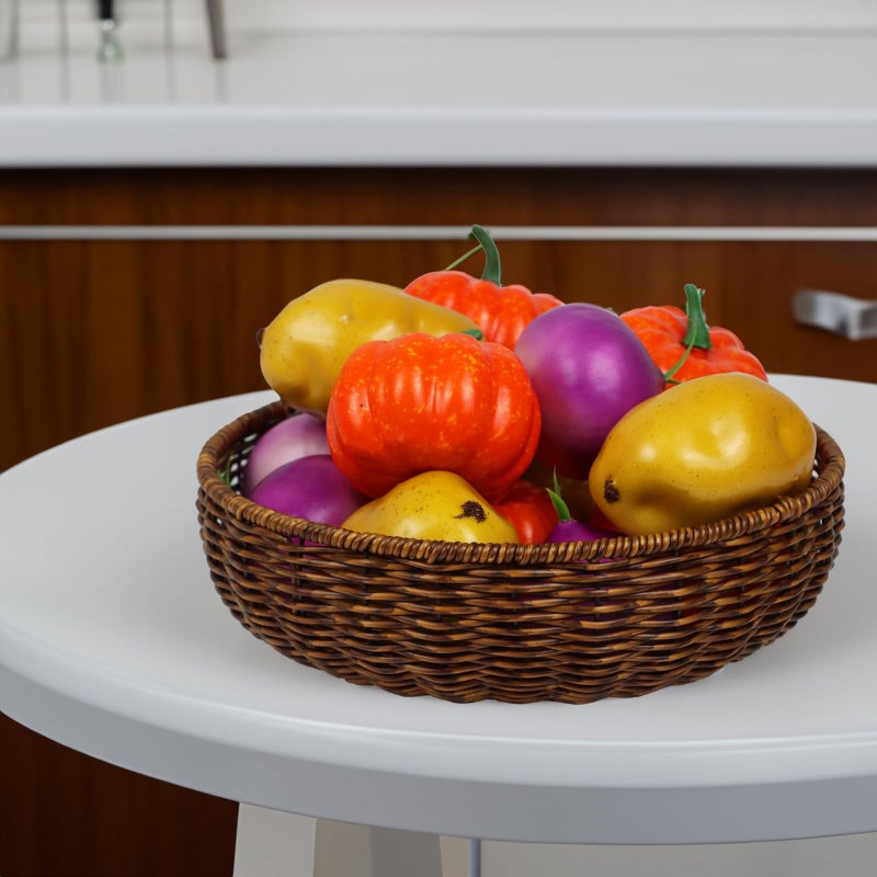 ORDELITE Fruit Baskets Bowl for Kitchen Counter, Round Bread Woven Wicker Basket, Candy Bowl Dish for Fruits, Breads, Vegetables,Snacks, Food (Large) - Image 4