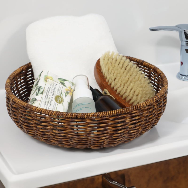 ORDELITE Fruit Baskets Bowl for Kitchen Counter, Round Bread Woven Wicker Basket, Candy Bowl Dish for Fruits, Breads, Vegetables,Snacks, Food (Large) - Image 5