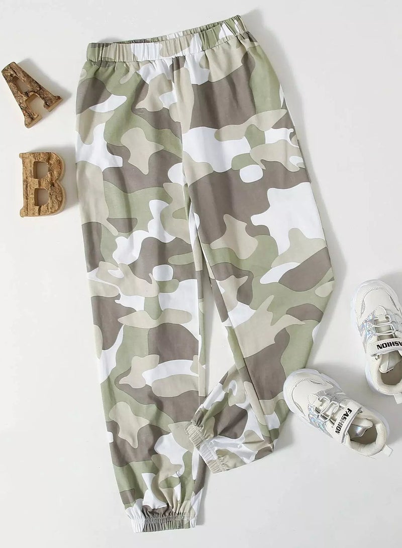 Girls Elastic Waist Camo Pants  - Image 1