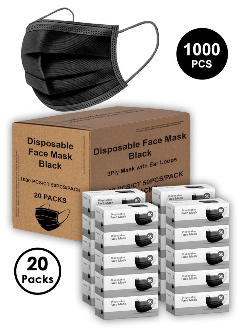 Generic 1000-Piece 3-Layer Black Disposable Face Masks  - Image 4