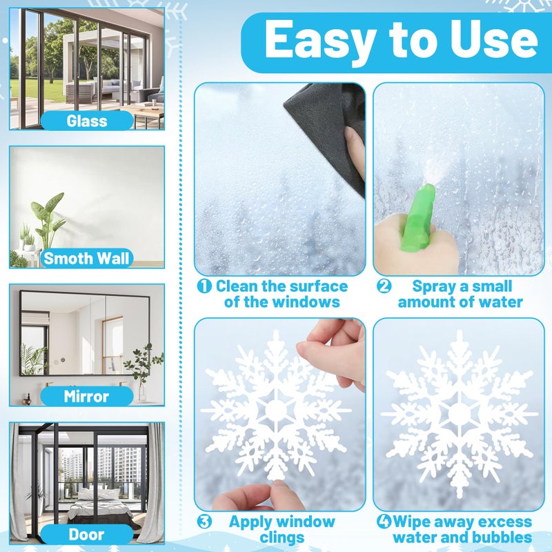 Traplace 116PCS Christmas Decorations, 9 Sheets Christmas Window Clings, Snowflake Window Clings Decals, Double Sided Xmas Snowflake Decal Stickers for Winter Holiday Home Indoor Decorations Decor Supplies - Image 4