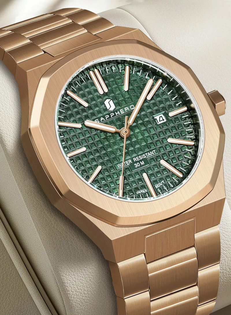 Sapphero  SAPPHERO Men Watches Octagonal Stainless Steel Quartz Fashion Business Men's Watch 30 Meter Water Resistant Analog Movement Multifunction Dials Classic Gifts for Men SO2110P for Men | Best Price UAE