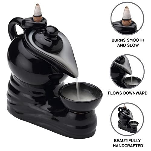 Bodhi House Ceramic Premium Tabletop Kettle Figurine Smoke Fountain, Backflow Incense Holder with 20 Cones, Dhoop Waterfall Stand Yoga Aromatherapy Ornament, Idol for Home Decoration and Gifting - Image 5