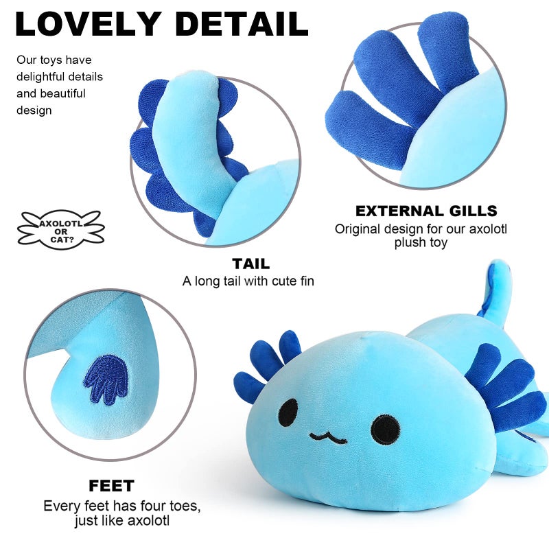 Onsoyours Cute Axolotl Plushie, Soft Stuffed Animal Salamander Plush Pillow, Kawaii Plush Toy for Kids (Blue Axolotl A, 13") - Image 3