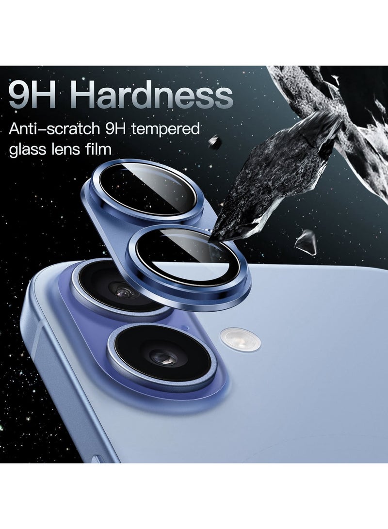 Compatible with iPhone 17 Camera Lens Protector, Anti-Scratch Tempered Glass Metal Camera Screen Protector Shockproof Full Protective Camera Lens Cover, Blue - Image 3