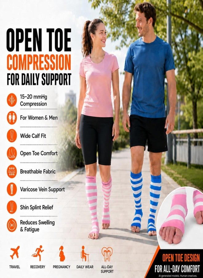 Doc Miller Open Toe Compression Socks 15-20 mmHg for Women & Men, 1 Pair - Image 2