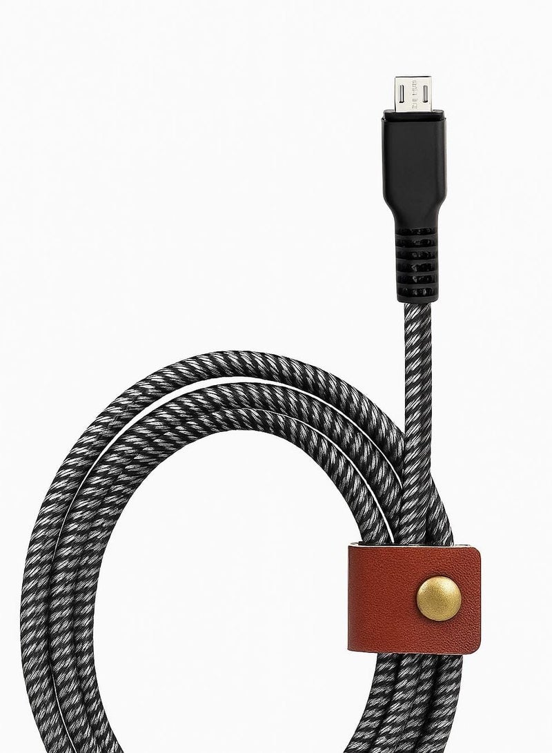 باور ماكس كابل USB-A إلى Micro USB بطول 1.2 متر | شحن سريع | نايلون مضفر | متين ومضاد للتشابك | أسود - Image 2