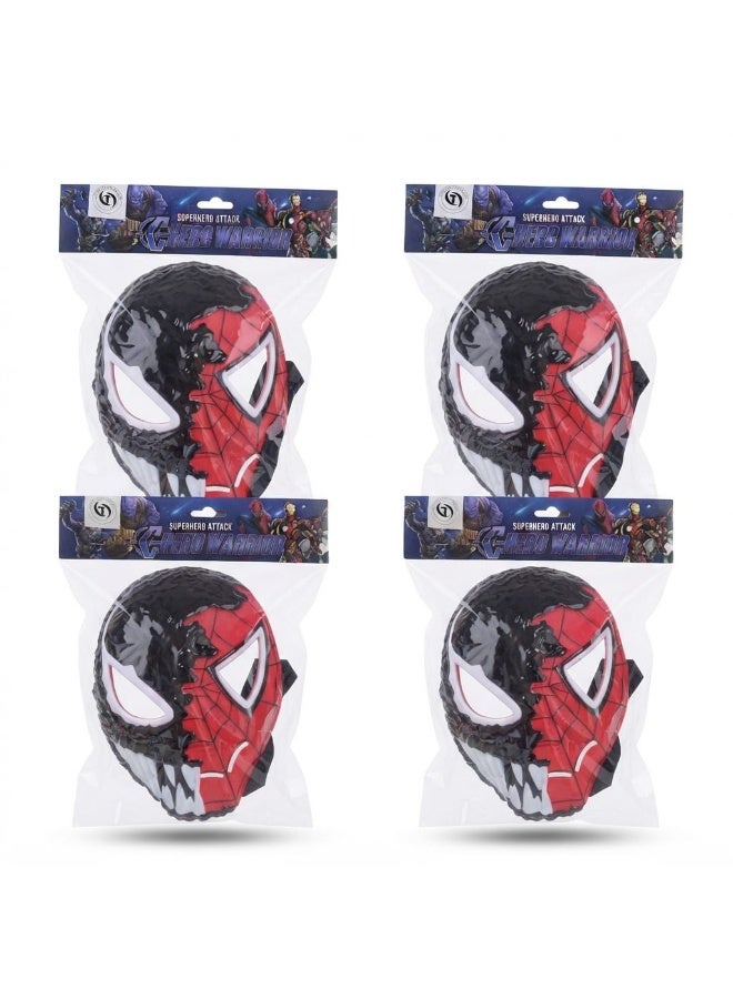 Kids Superhero LED Light Up Mask, Half Red Half Black Costume Mask, Super Hero Cosplay Face Mask, Light Up Dress Up Mask for Halloween, Costume Party and Role Play, Kids Fancy Dress Mask, Carnival Mask, Birthday Party Costume Accessory, Gift for Boys and Girls