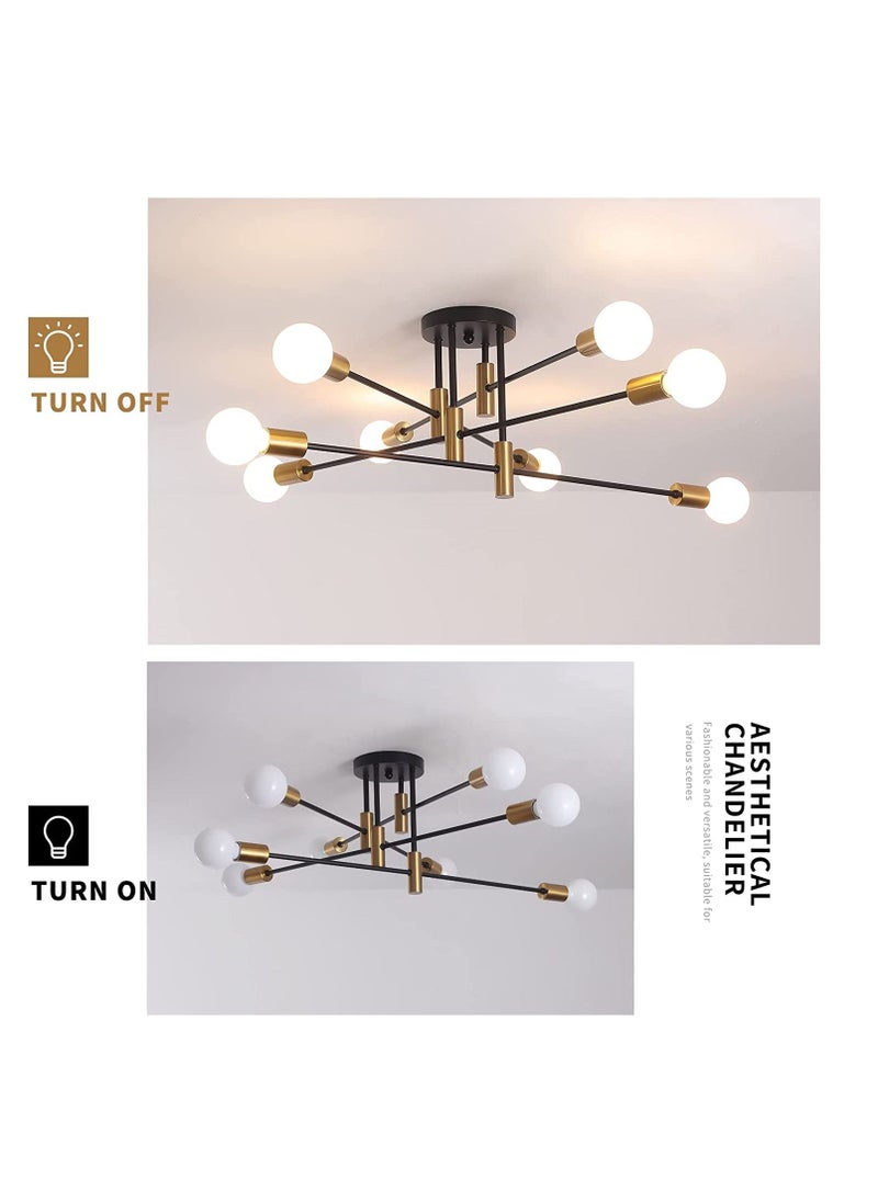 Haikomin - Sputnik Chandelier Modern Black Gold Ceiling Lighting Adjustable Industrial Ceiling Pendant Light Fixture for Kitchen Living Dining Room Bedroom Foyer Lights Bulbs NOT Included - Image 1