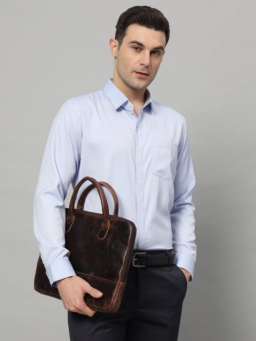 MaheTri Modernist Genuine Leather Laptop Bag (Up to - 15.6") for Men & Women | Unisex Lightweight Leather Briefcase with Adjustable Strap | Multiple card Slots With Zipper Pockets | Daily Use - Image 3