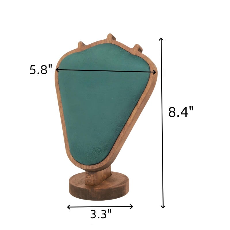 SWTOOL Walnut Color Body Wood Necklace Display Stand with Green Flannelette Soft Mat Necklace Holder Organizer Desktop Stand for Home Store Dresser-3.3"x5.8"x8.4" - Image 2